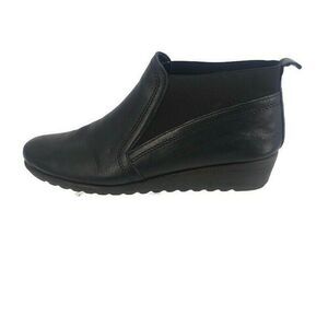 FLEXX Womens Slimmer Lug Wedge Booties Black Leather Ankle Bootie Size 10 US